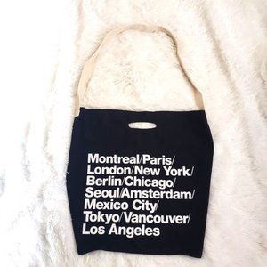 American Apparel black Cities Print Tote B…